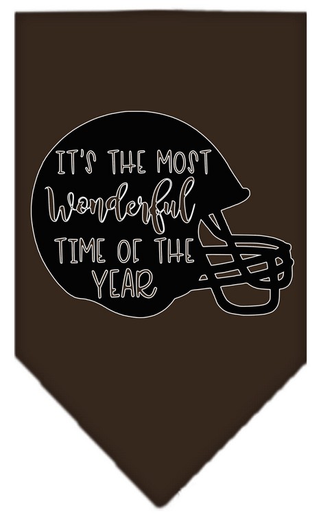 Most Wonderful Time of the Year (Football) Screen Print Bandana Cocoa Small